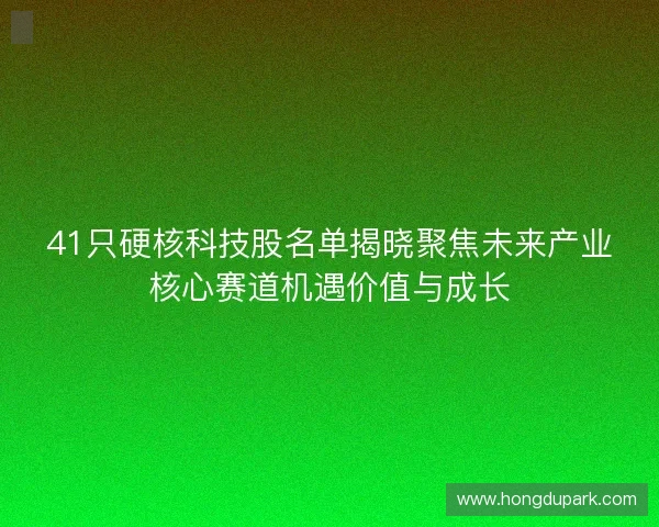 41只硬核科技股名单揭晓聚焦未来产业核心赛道机遇价值与成长